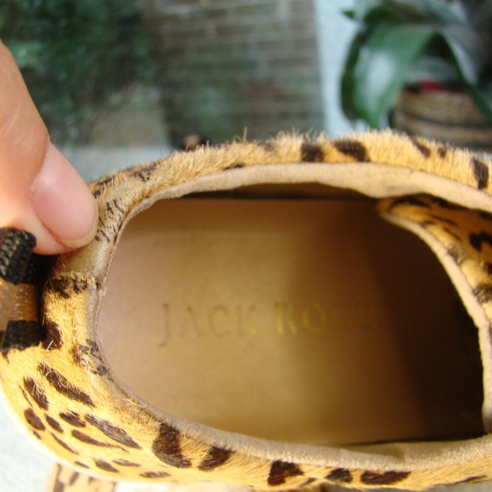 Jack Rogers Ainsley Leopard Calf-hair low top lace-up Sneaker Size 7.5 - Picture 6 of 9